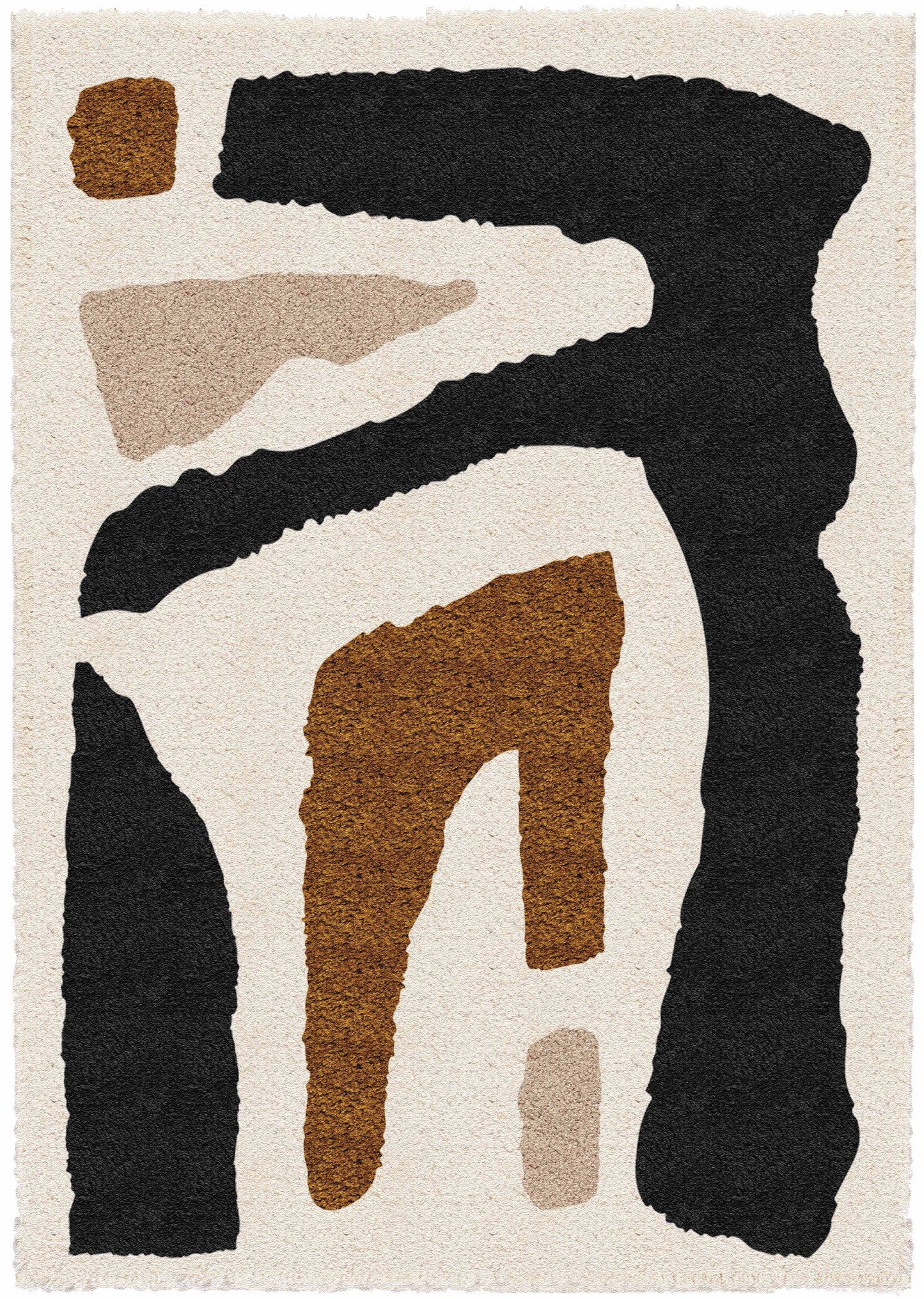 Teppich Andra 160X230X4, Polyester, Creme, Schwarz