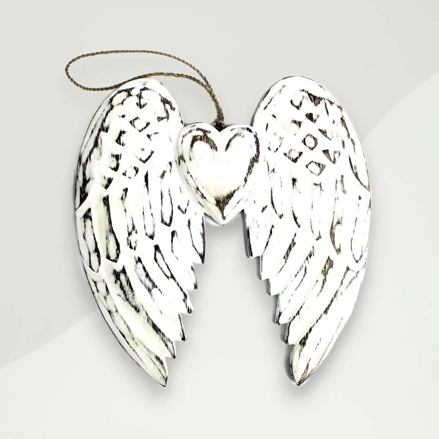 bohemian wood wall accent white angel wings white washed albesia wood 1 5x22