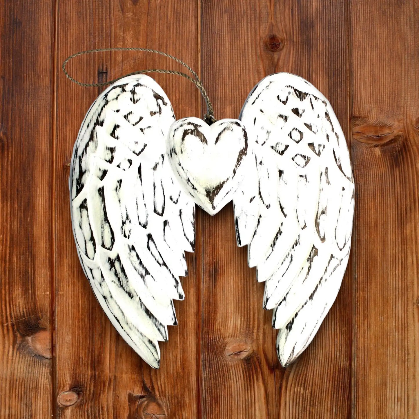 bohemian wood wall accent white angel wings white washed albesia wood 1 5x22