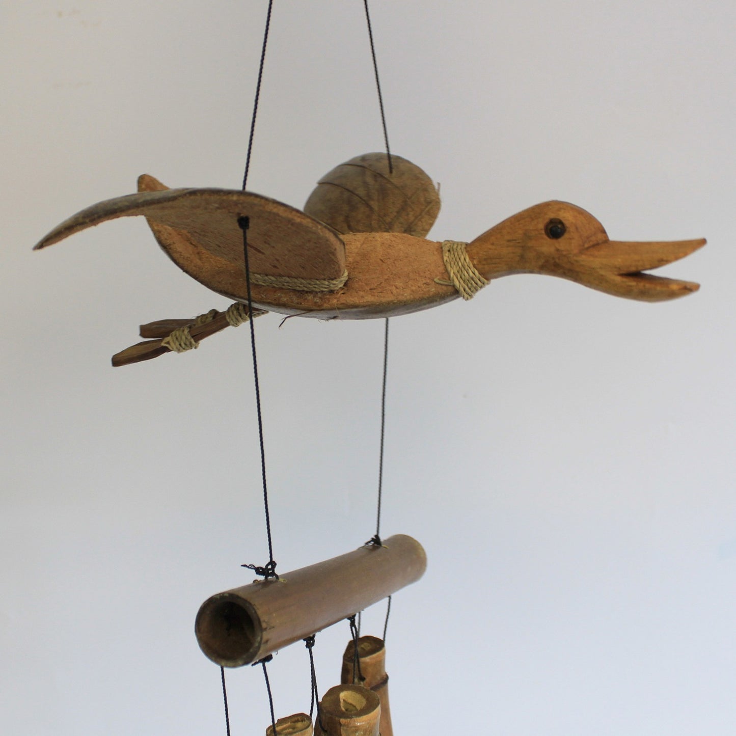 eclectic coconut wind chimes brown bird coconut bamboo 20x100