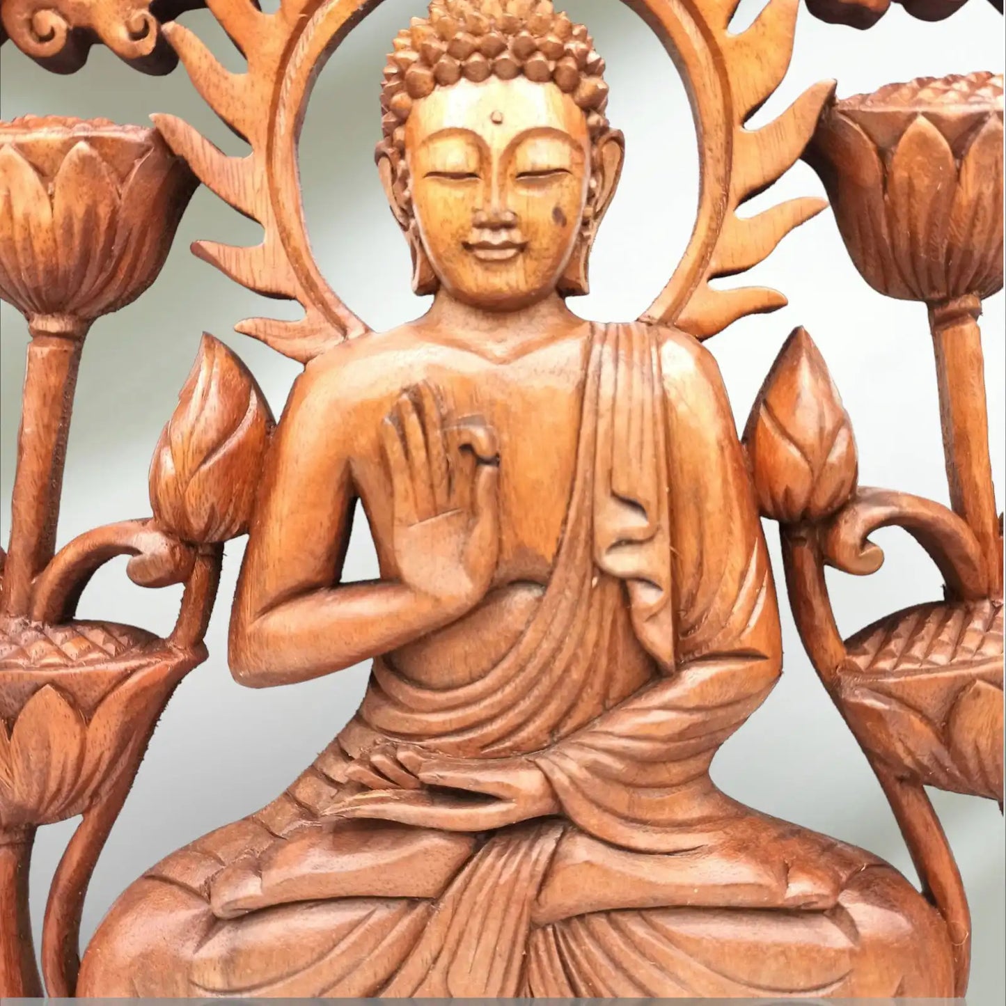 orijentalni drveni zidni ukras smedi buddha 40x2