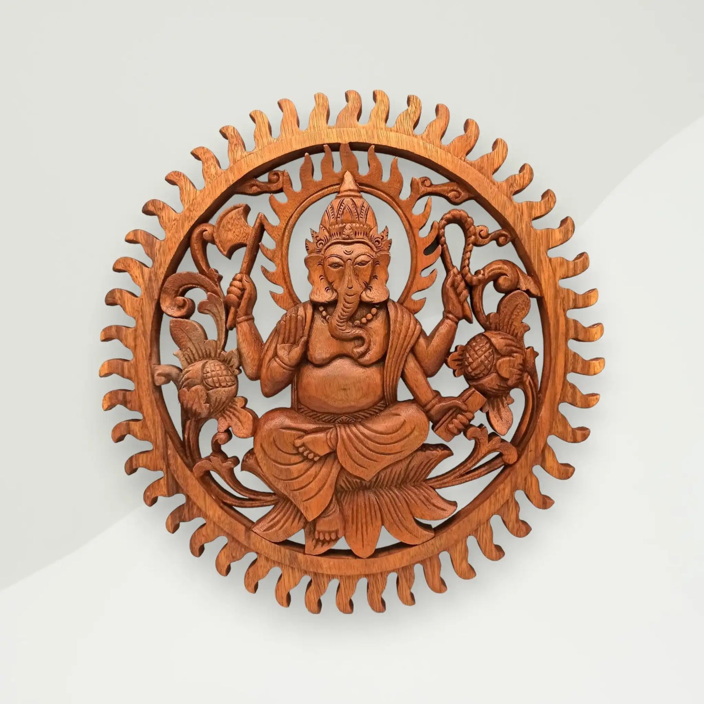 orientalni drveni zidni ukras smedi ganesh 40x2 cm