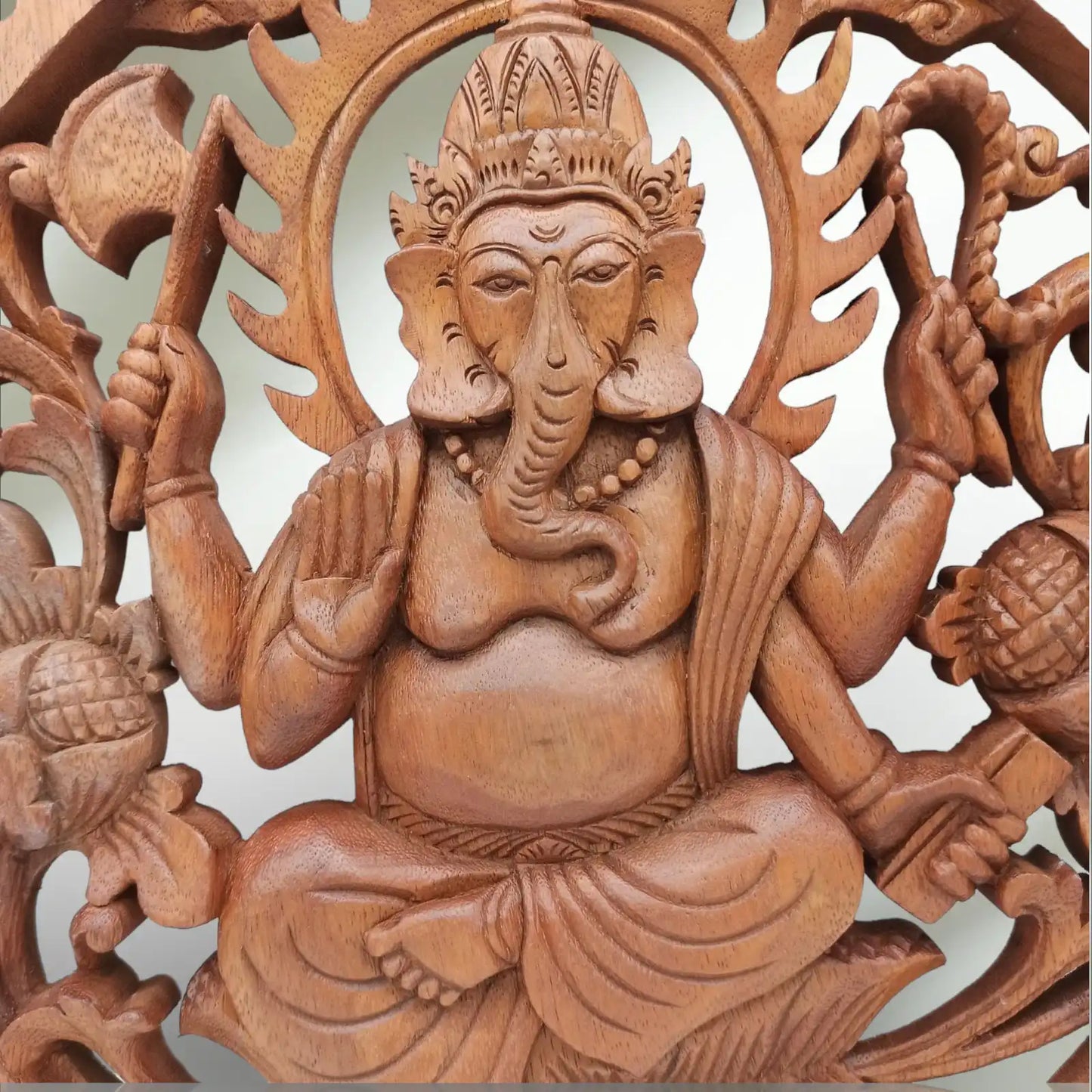orientalni drveni zidni ukras smedi ganesh 40x2 cm