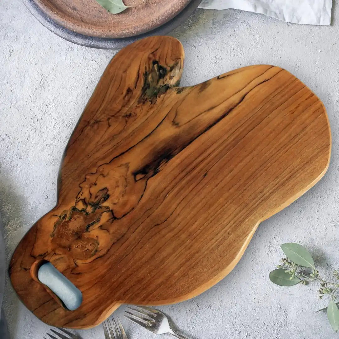 chopping board brown teak wood 40x39