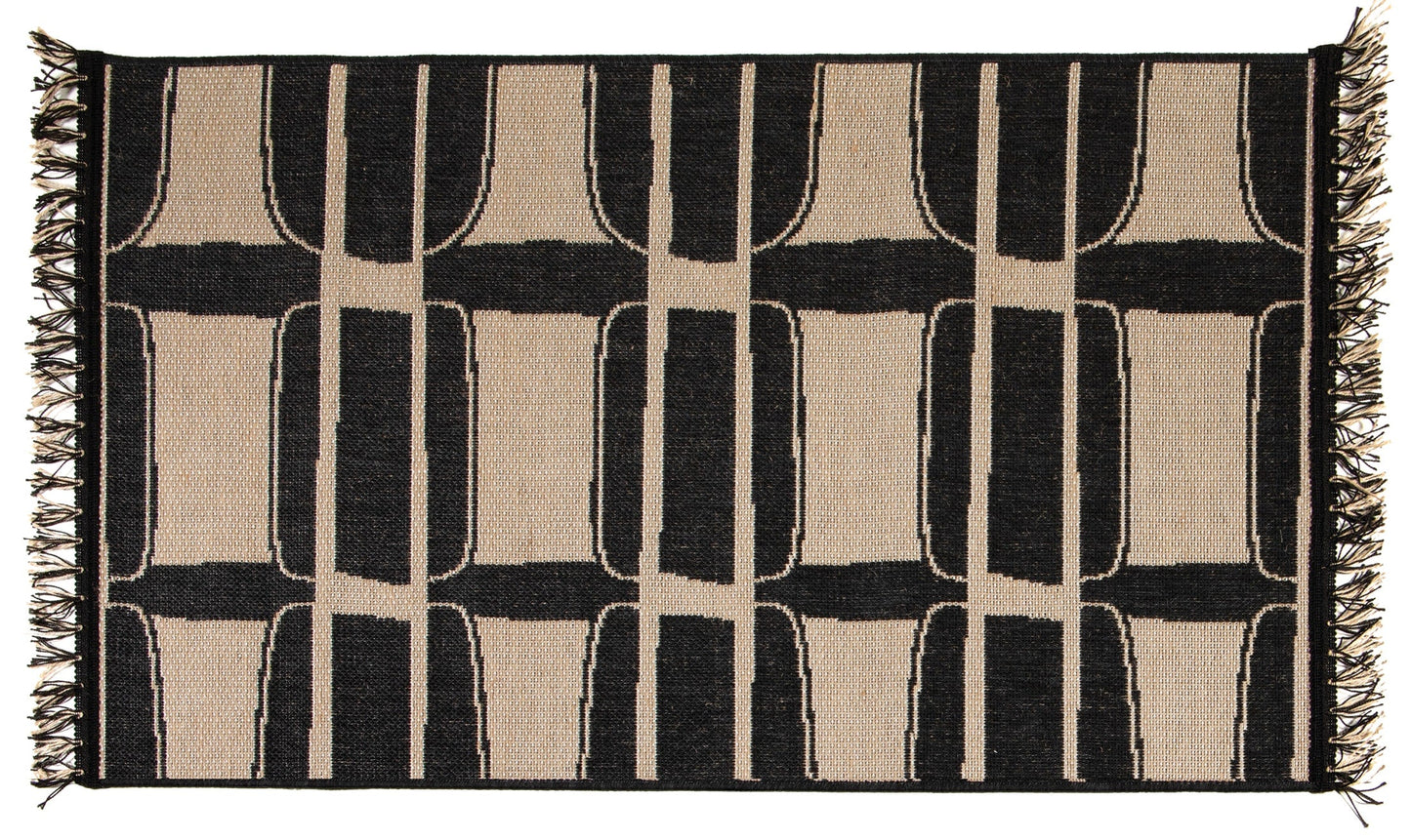 Teppich Elam 60X110, Polypropylen und Jute, Schwarz, Weiß