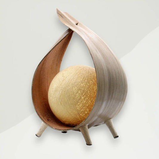 modern table lamp brown wood plant fiber 22x30